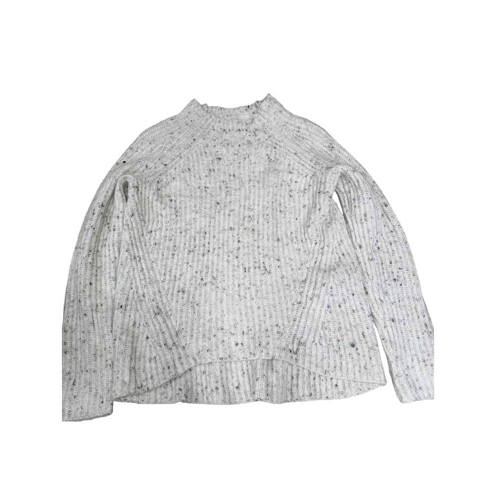 Madewell Donegal Mockneck Ribbed Pullover Sweater Speckled Wool Blend XS Cream